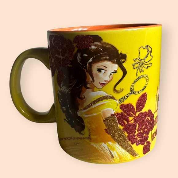 Disney Beauty And The Beast Belle Mug 20 oz Glitter Detail Castle - Picture 3 of 7